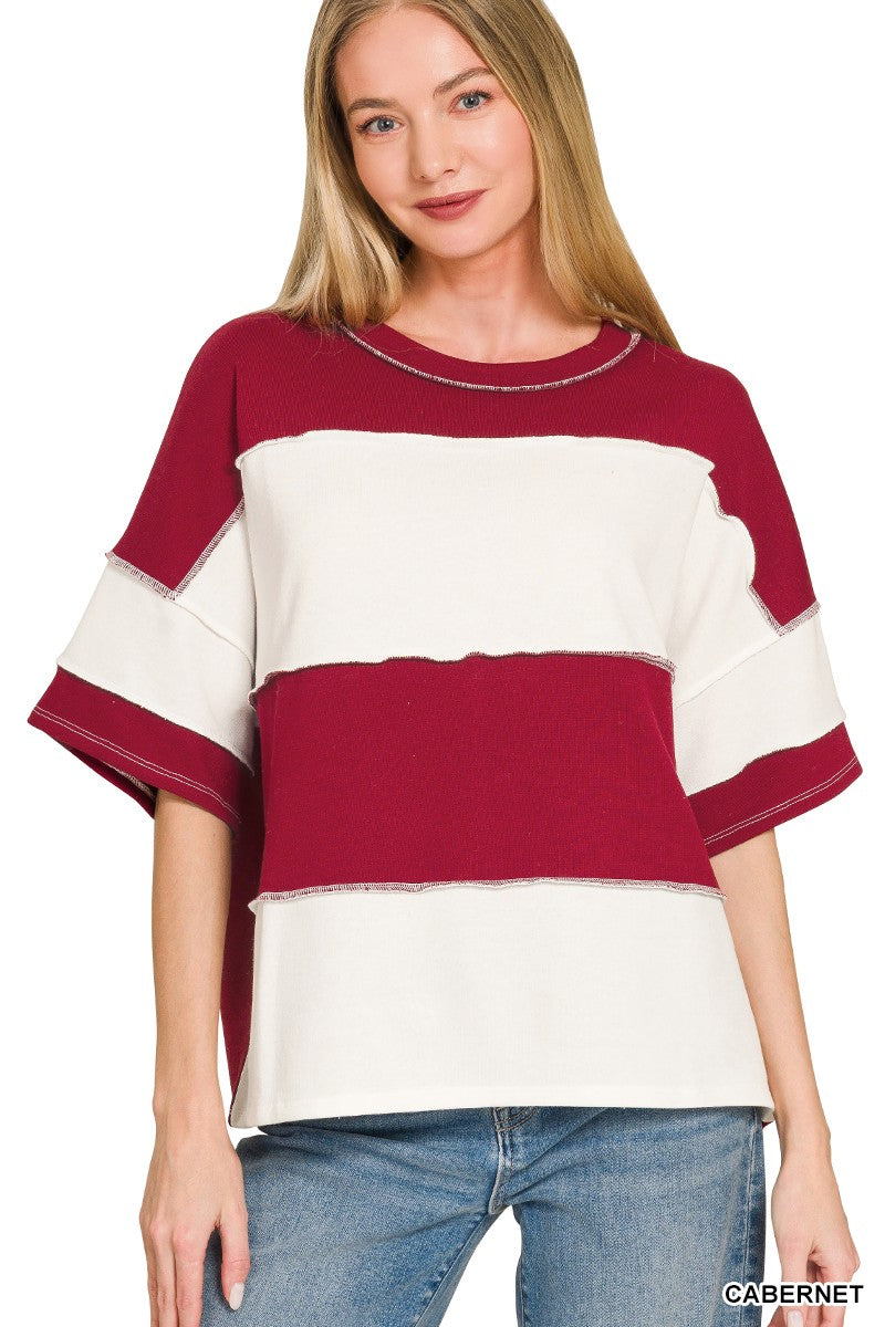 French Terry Color Block Top - Assorted