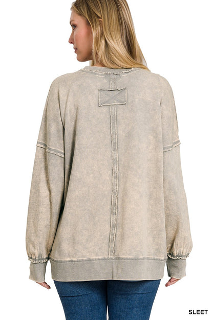 French Terry Acid Wash Pullover - Assorted