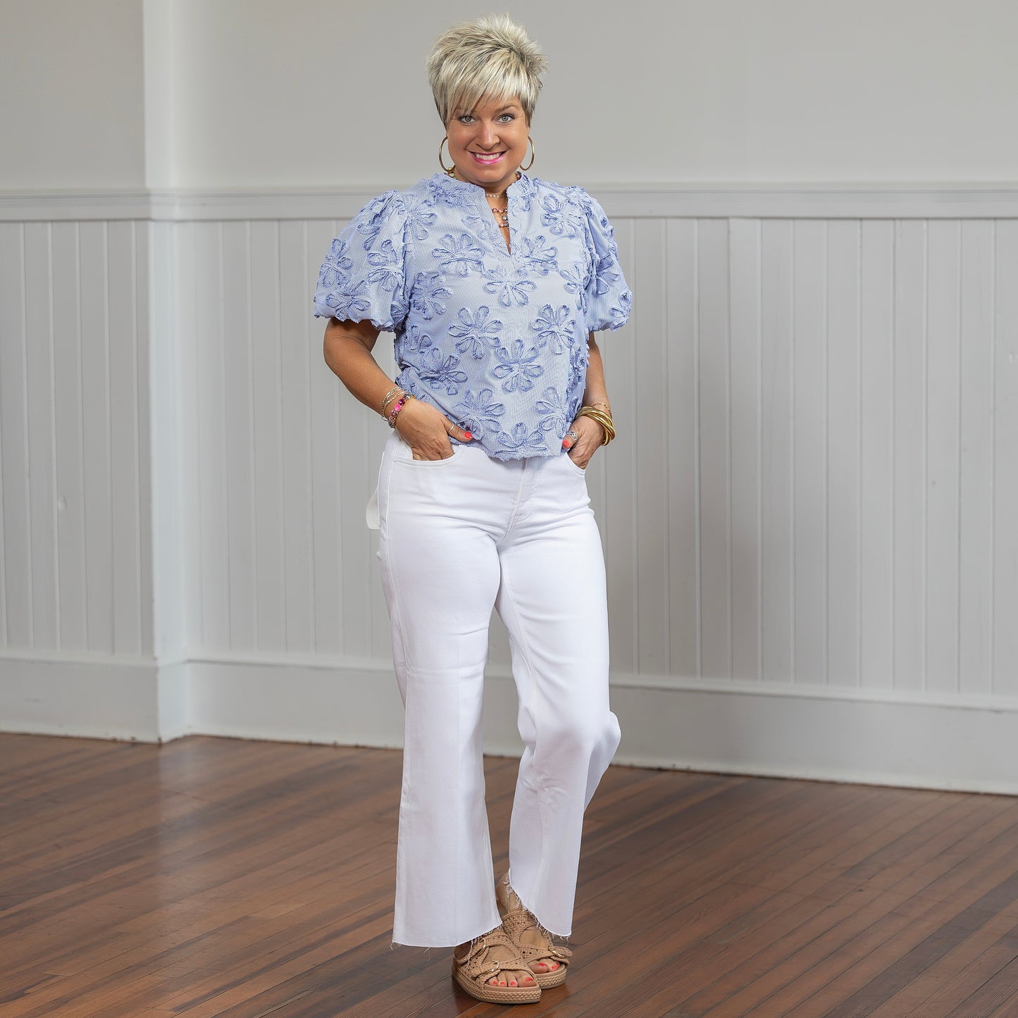 Martha Top - Blue Stripe
