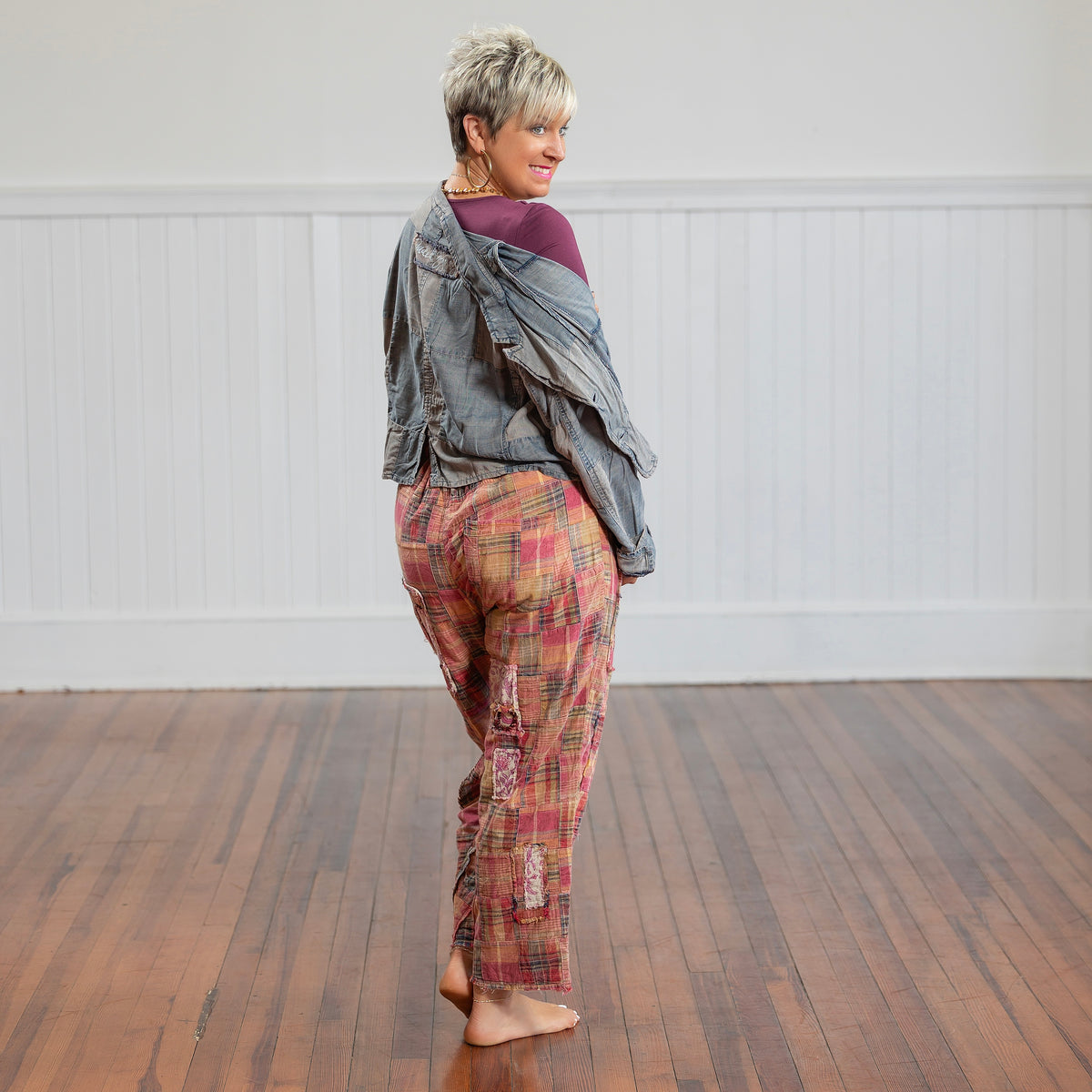 Patchwork Skies Crop Jacket - Midnight