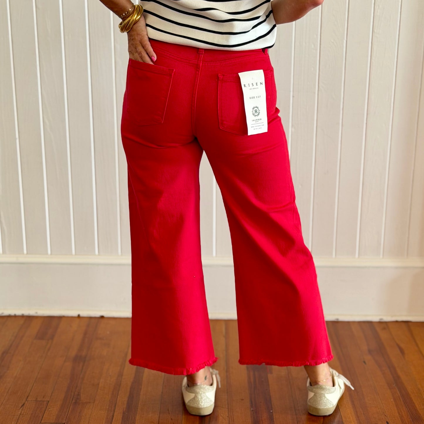 Risen TC Crop Wide Jeans - Red