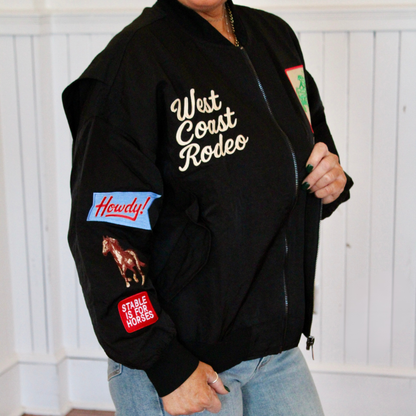 Western Girl Bomber Jacket- Black