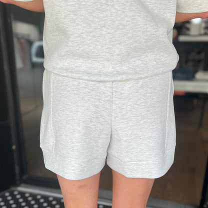 Scuba Pleat Casual Short - Heather Grey