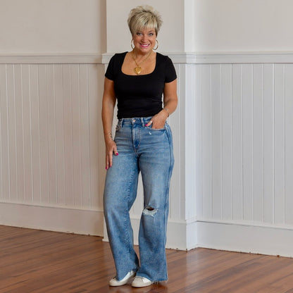 Judy Blue Vintage Wash Wide Leg Jeans