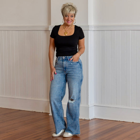 Judy Blue Vintage Wash Wide Leg Jeans