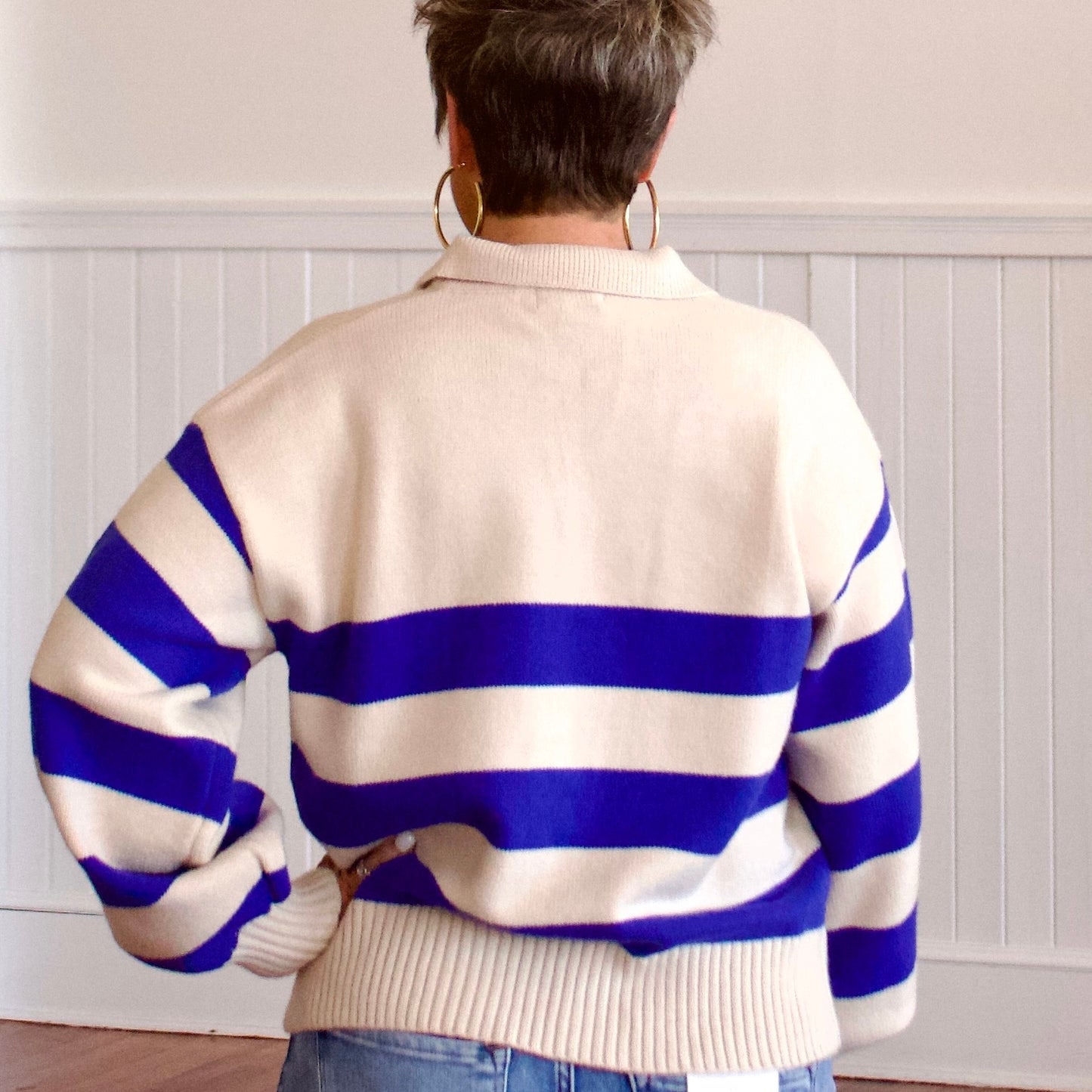 She's a Keeper Sweater - Royal Blue/Cream