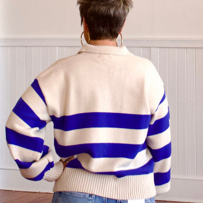 She's a Keeper Sweater - Royal Blue/Cream