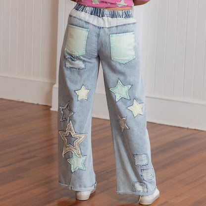 Over the Rainbow Star Pants - Denim