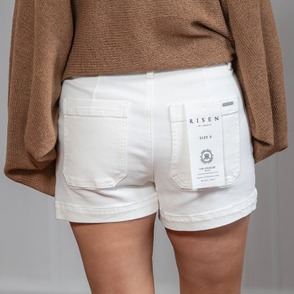 Risen HW Shorts w/Eyelet Embroidered Pockets - Cream