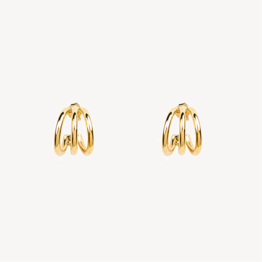 Triple Row Hoop- Gold