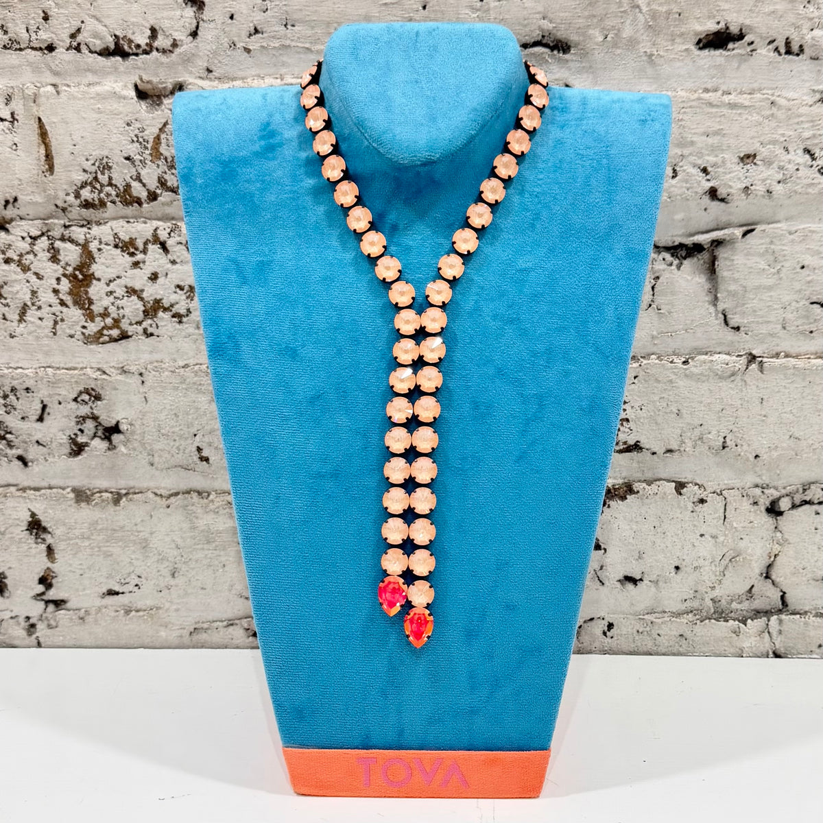 TOVA Split Necklace - Pink/Smutt