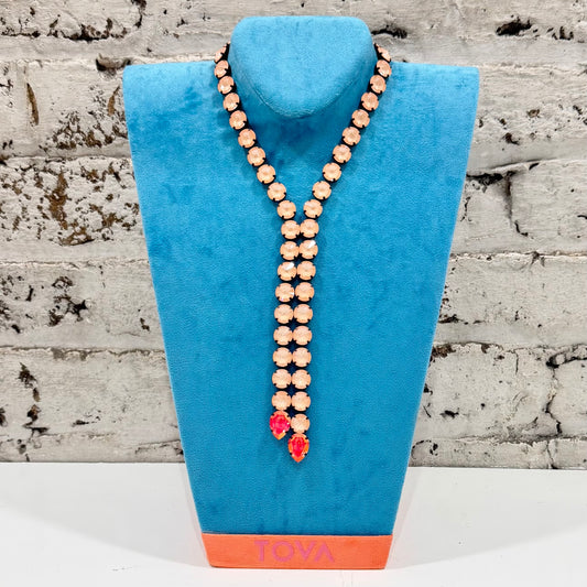 TOVA Split Necklace - Pink/Smutt