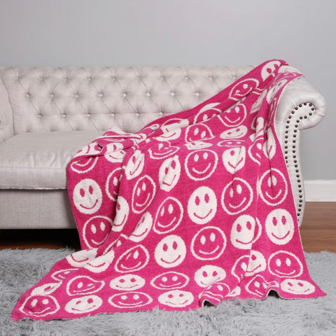 Smiley Face Blanket - Pink