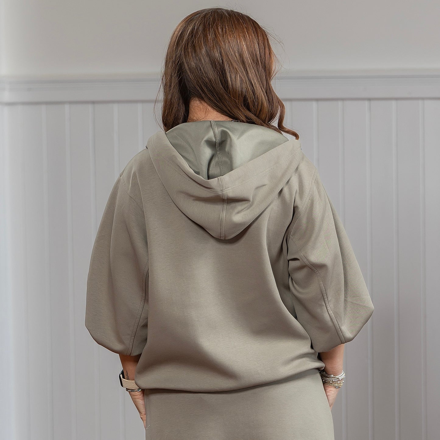 Short Sleeve Full Zip Jacket - Sage/Ash
