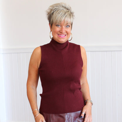 Marcel Knit Top- Burgundy