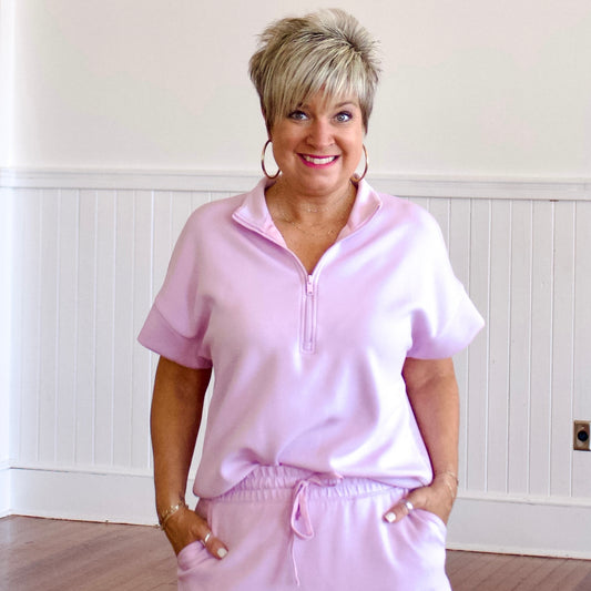 Scuba Half-Zip Short Sleeve - Blossom