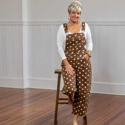 Monika Overalls - Mocha Polka Dot