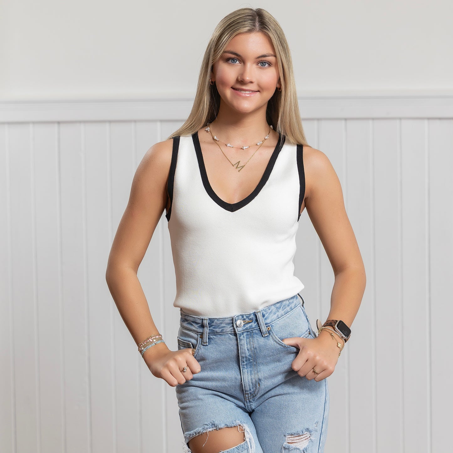 Nancy V Neck Knit Top - Assorted