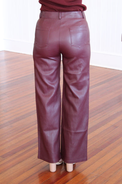 Reeve Fauz Leather Pant- Burgundy