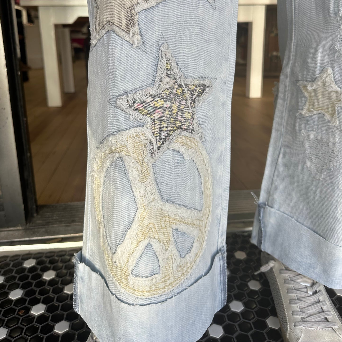 Peace Sign Princess Jeans - Blue