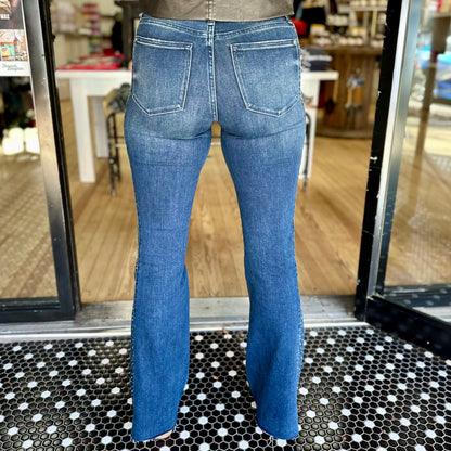 Judy Blue Midrise Rhinestone Flare Jeans