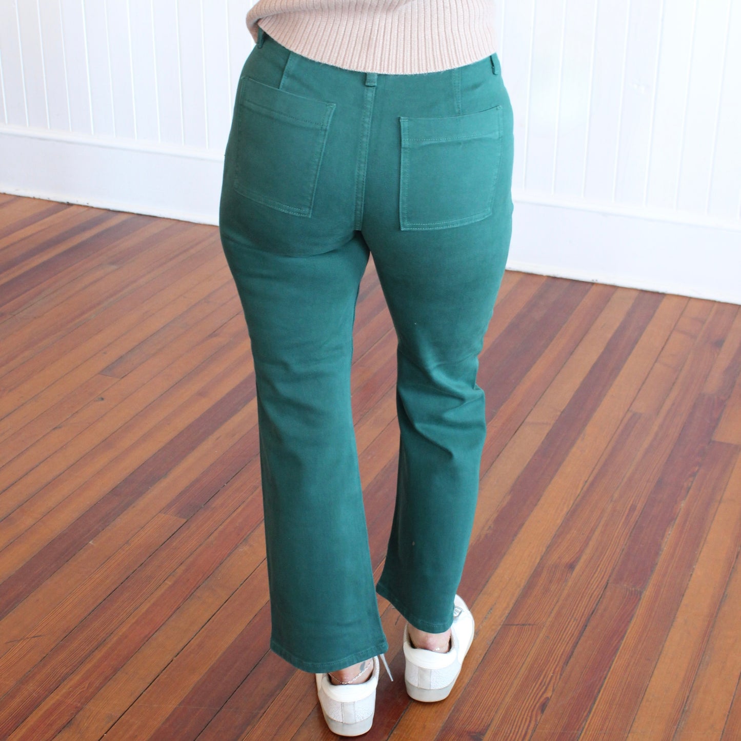 Risen HR Ankle Flare Patch Pocket Jeans - Hunter