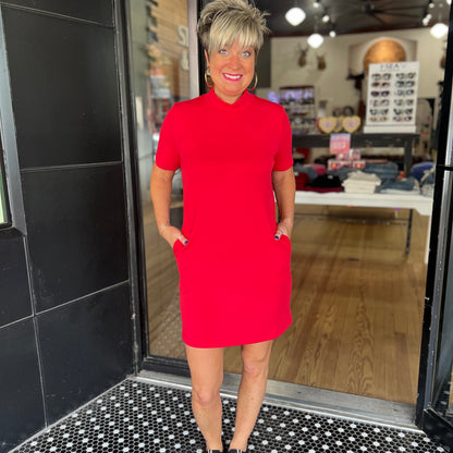 Casual Mini Dress - True Red