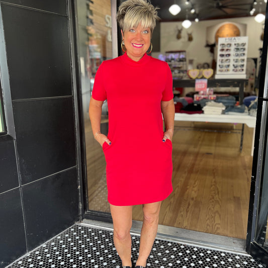 Casual Mini Dress - True Red