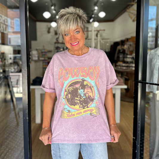 Cowboy Me Away Top- Lavender