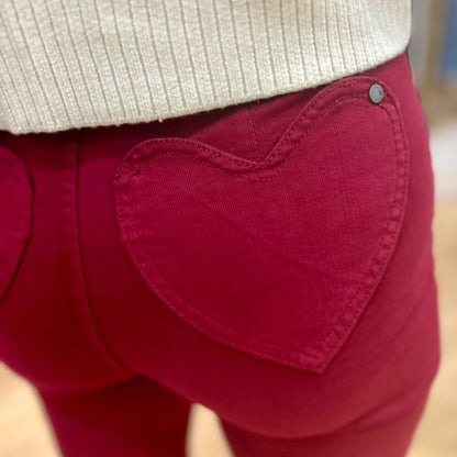 Judy Blue 90's Straight w/Heart Pockets - Scarlet