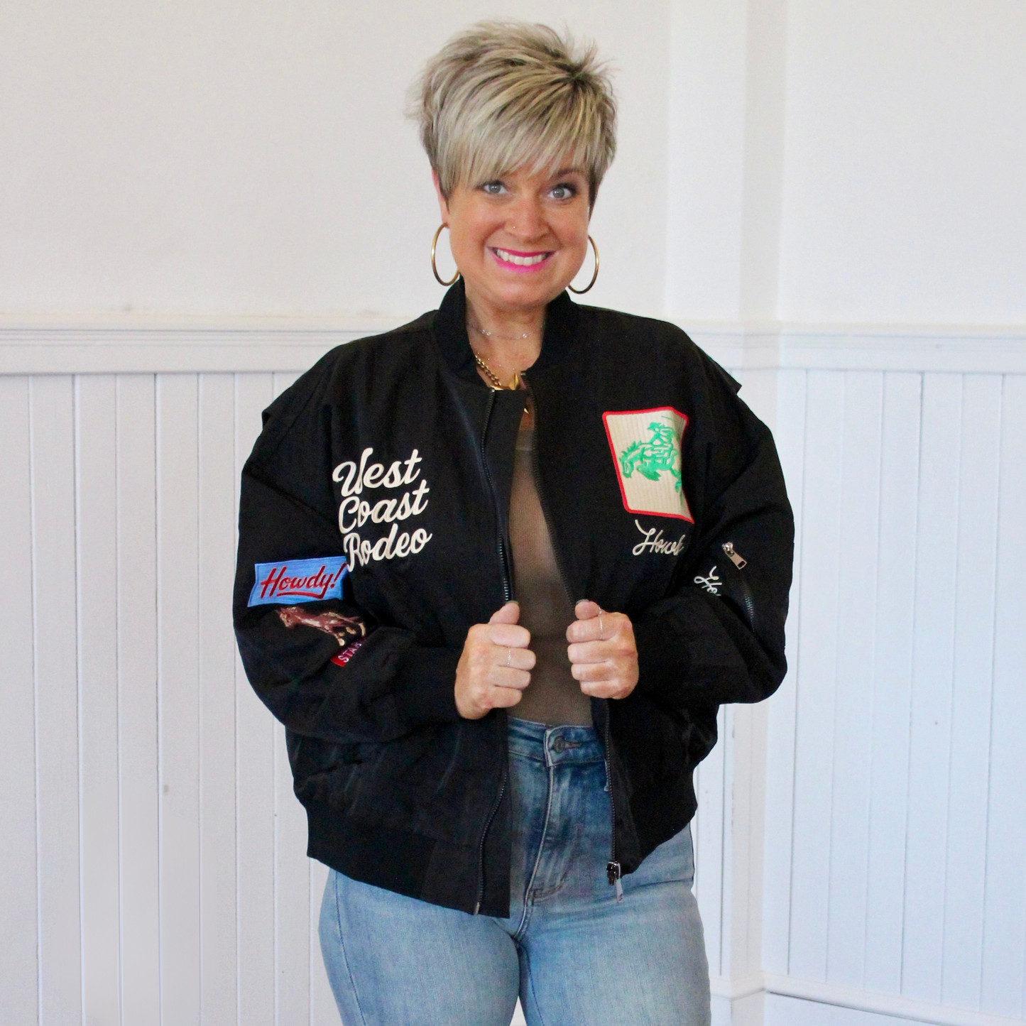 Western Girl Bomber Jacket- Black