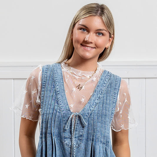 Wish Upon A Star Top - Mesh White