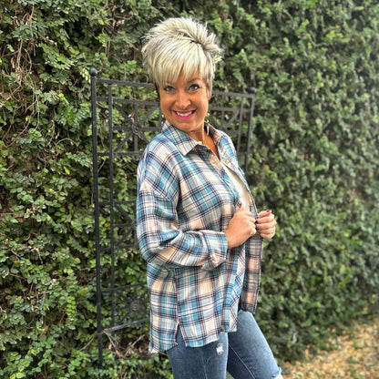 The Perfect Boyfriend Flannel- Teal