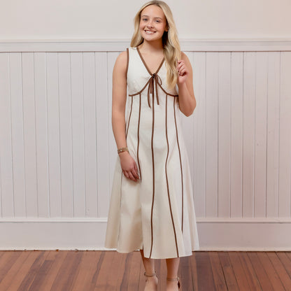 Bold and Beautiful Dress - Ivory/Brown