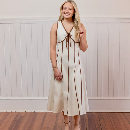 Bold and Beautiful Dress - Ivory/Brown