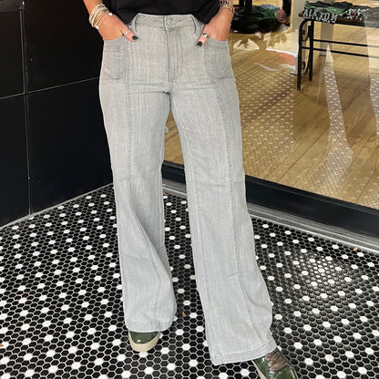Judy Blue Retro Wide Leg Jeans - Gray