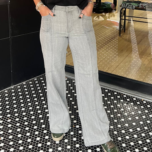 Judy Blue Retro Wide Leg Jeans - Gray