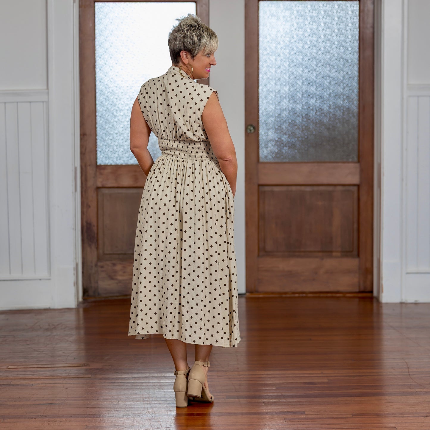 Lorelai Dress - Cream Polka Dot
