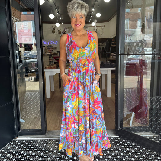 Welcome to the Tropics Dress - Blue