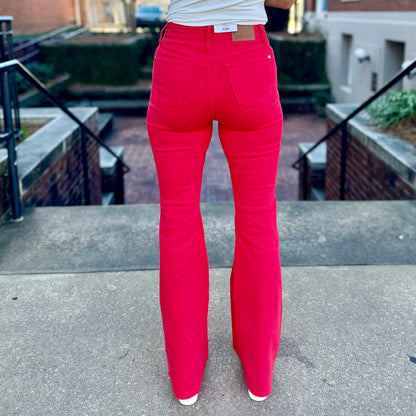 Judy Blue HW Tummy Control Flare - Red