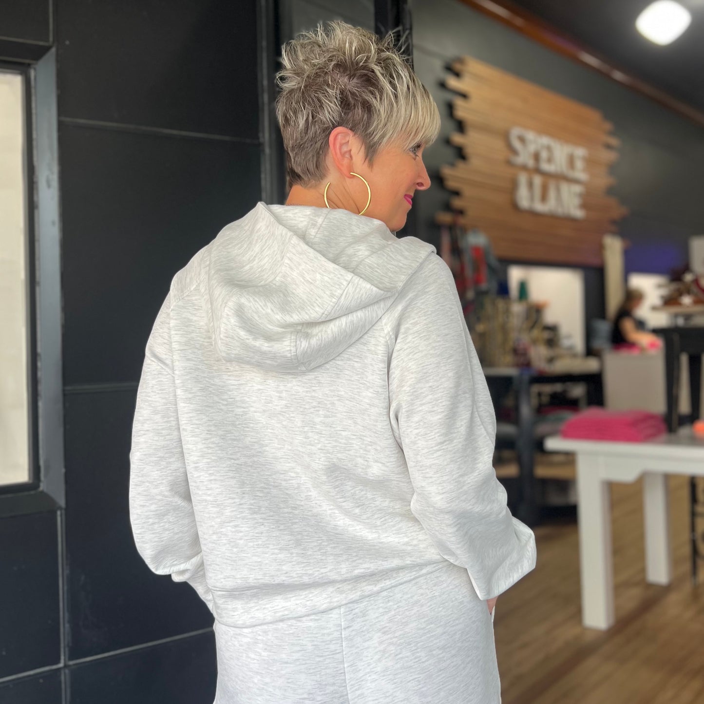 Scuba Half-Zip Hoodie- Light Grey