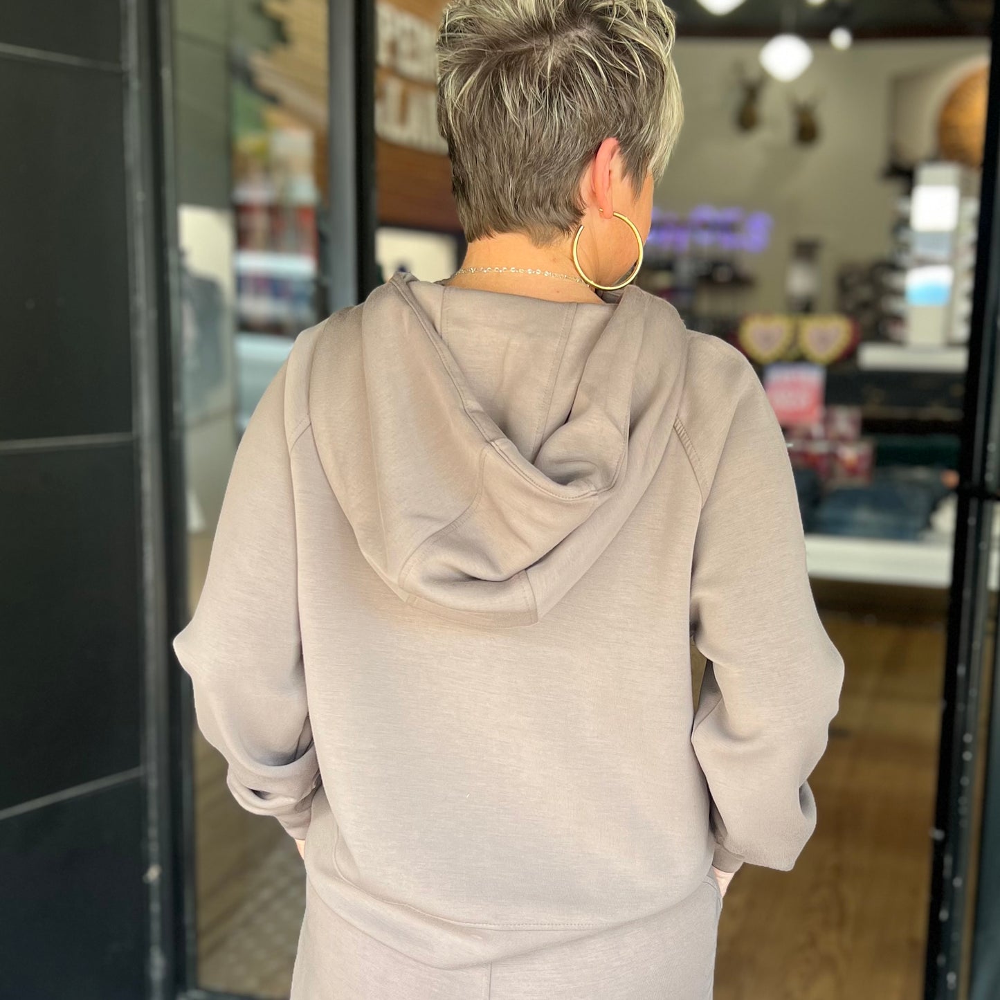 Scuba Half-Zip Hoodie - Mocha