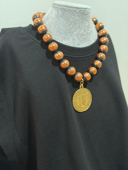 Elizabeth II Coin Necklace - Copper Bead