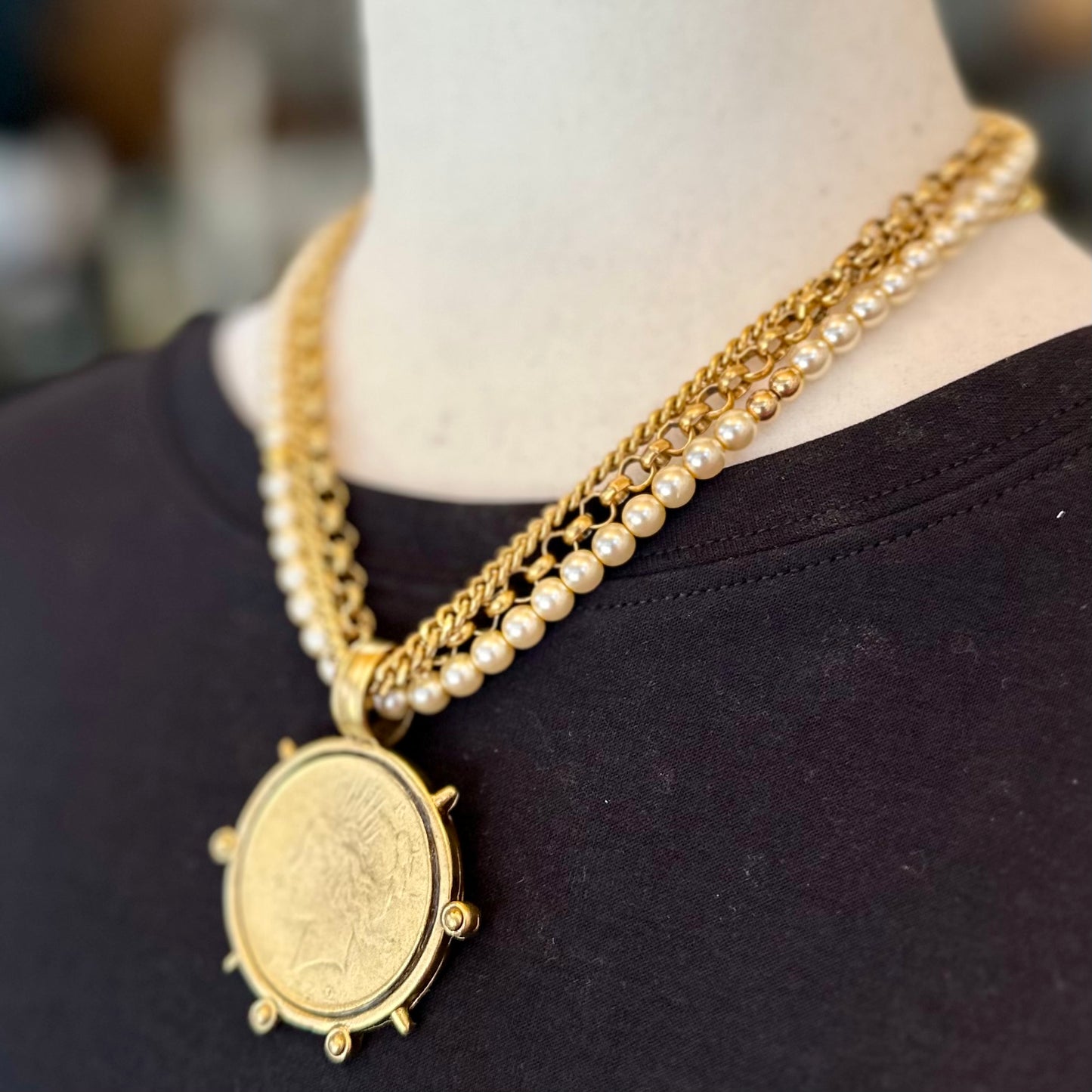 Lady Liberty- Layered Pearl Necklace