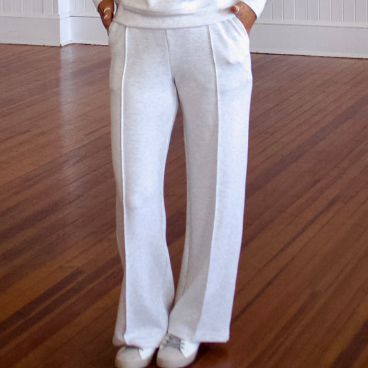 Scuba Pin Tuck Straight Pant- Light Grey