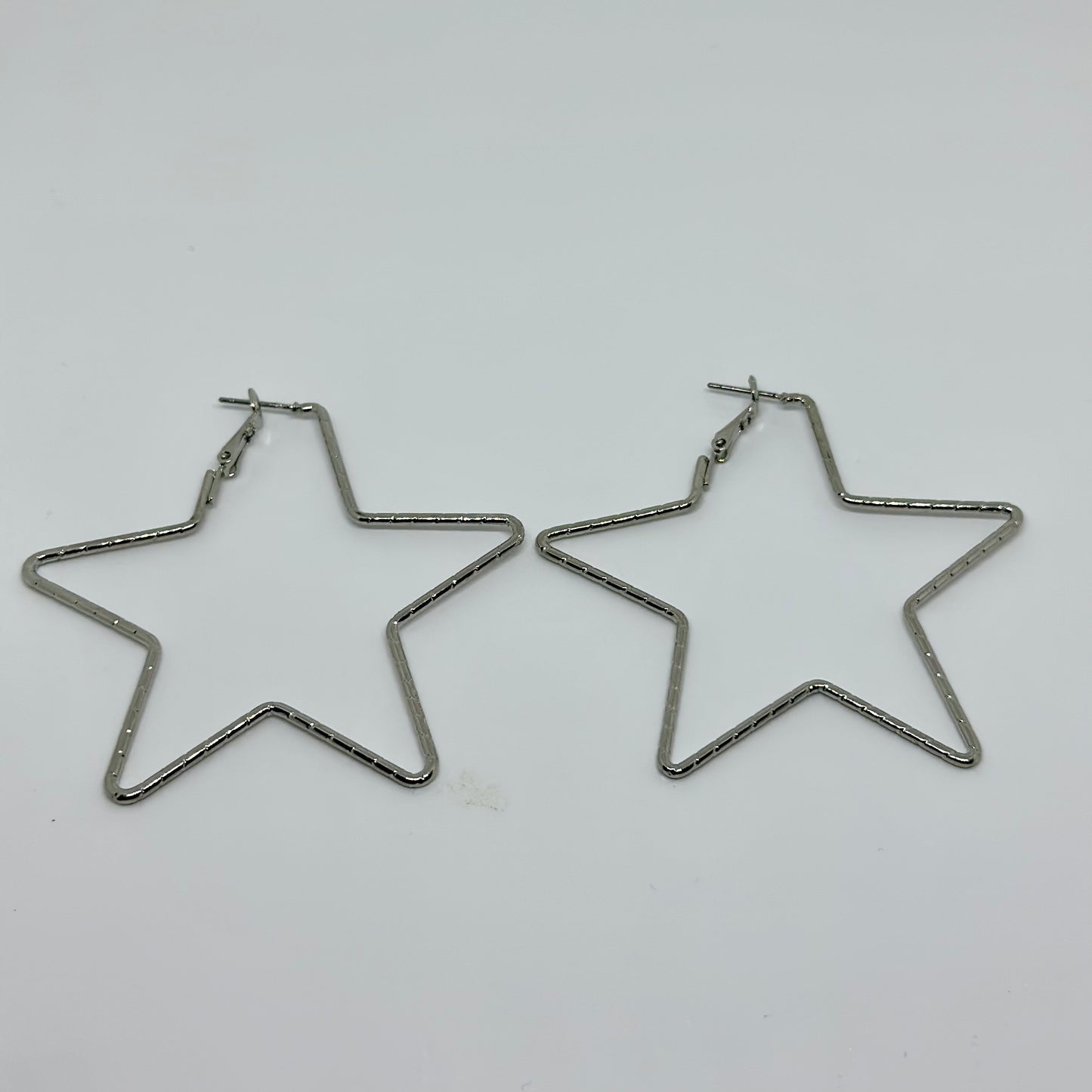 60MM Star Hoops- Rhodium
