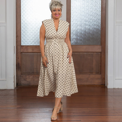 Lorelai Dress - Cream Polka Dot