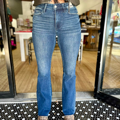Judy Blue Midrise Rhinestone Flare Jeans