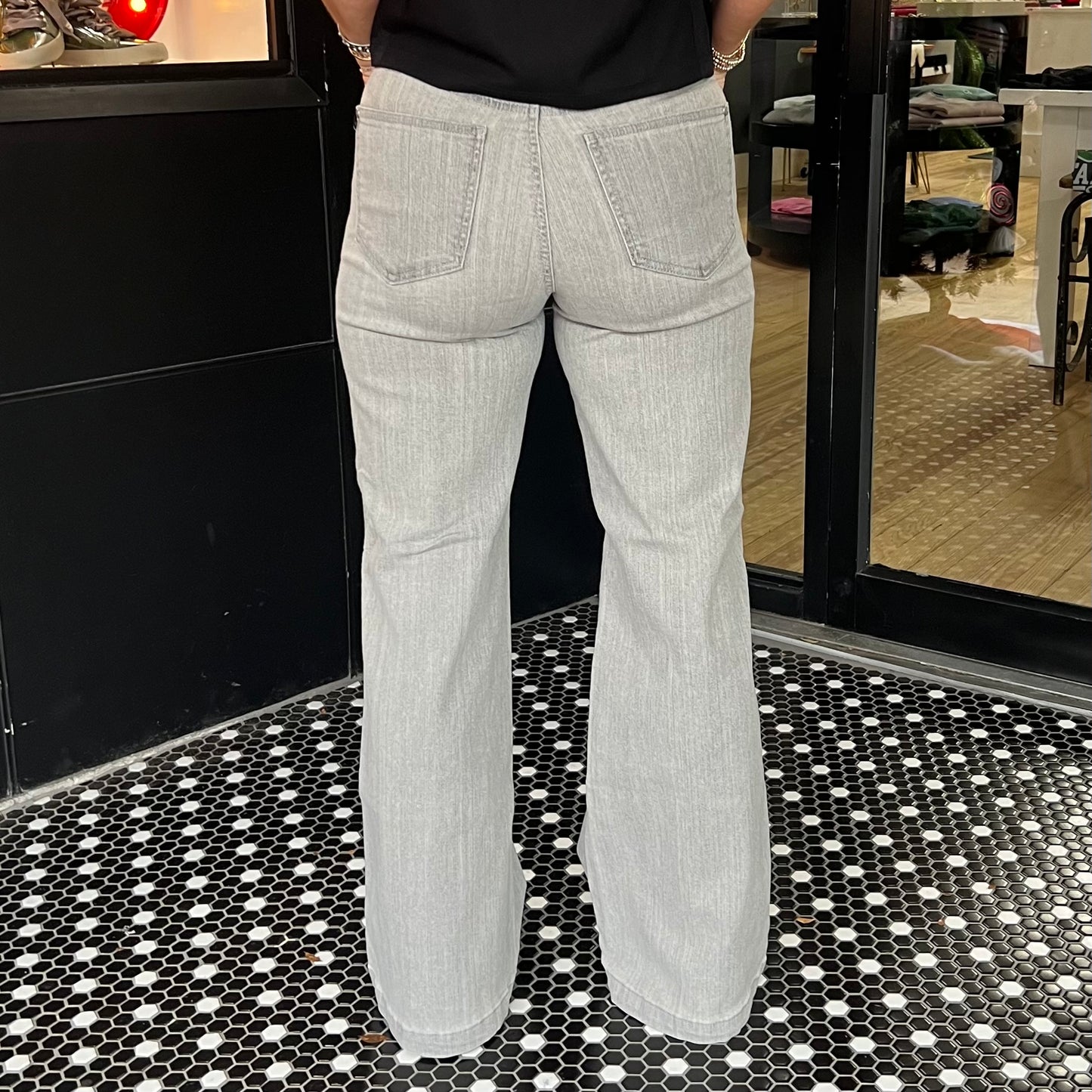 Judy Blue Retro Wide Leg Jeans - Gray