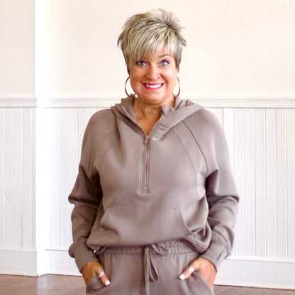 Scuba Half-Zip Hoodie - Mocha